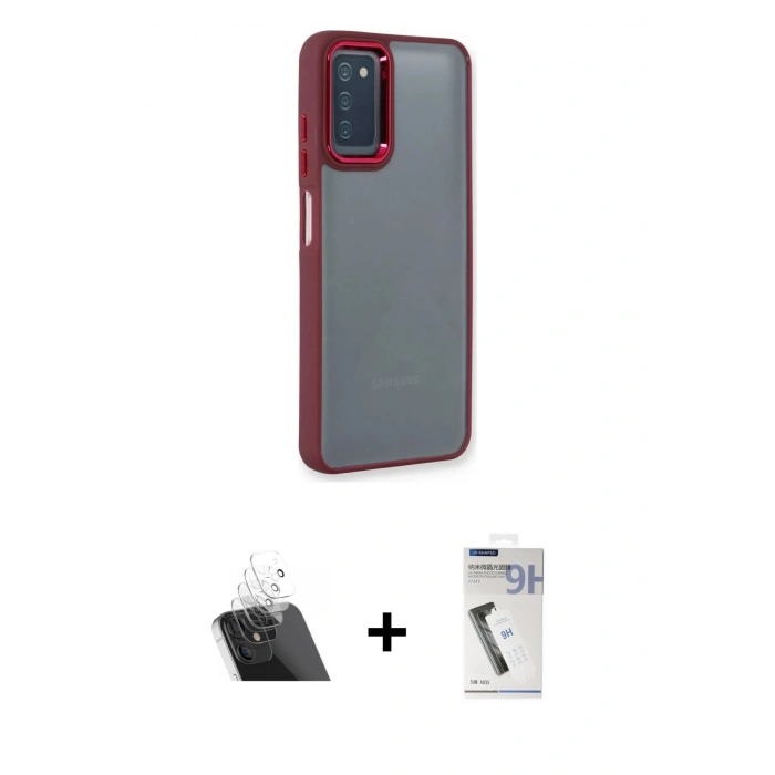 MARSİLYAN™- Galaxy A03S Kılıf Eksen Doku Prime - Şeffaf Uv Polymer Nano Ekran Koruyucu + Kamera Lens Koruma Cam - SF