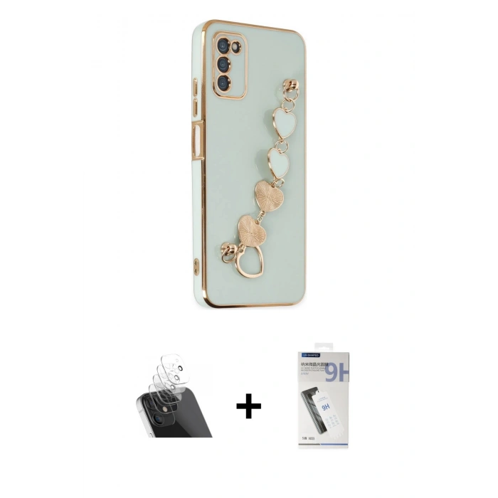 MARSİLYAN™- Galaxy A03S Kılıf Nova Işık Prime - Şeffaf Uv Polymer Nano Ekran Koruyucu + Kamera Lens Koruma Cam - SF