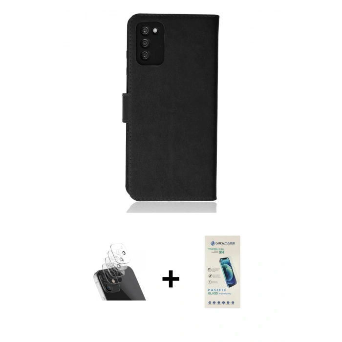 MARSİLYAN™- Galaxy A03S Kılıf Siluet Işık Serisi - Şeffaf Pasifik Cam Ekran Koruyucu + Kamera Lens Koruma Cam - SF