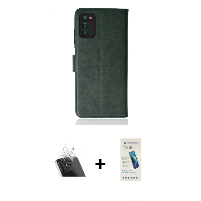MARSİLYAN™- Galaxy A03S Kılıf Siluet Işık Serisi - Şeffaf Pasifik Cam Ekran Koruyucu + Kamera Lens Koruma Cam - SF