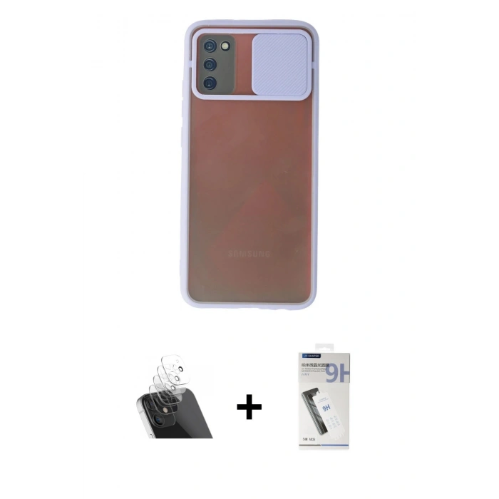 MARSİLYAN™- Galaxy A03S Kılıf Vadi Çizgi - Şeffaf Uv Polymer Nano Ekran Koruyucu + Kamera Lens Koruma Cam - SF
