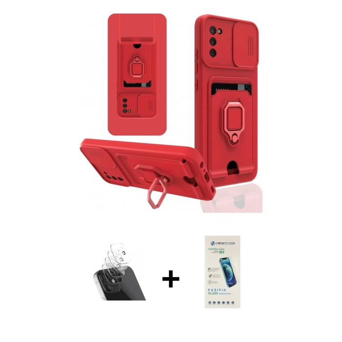 MARSİLYAN™- Galaxy A03S Kılıf Vadi Form Prime - Şeffaf Pasifik Cam Ekran Koruyucu + Kamera Lens Koruma Cam - SF