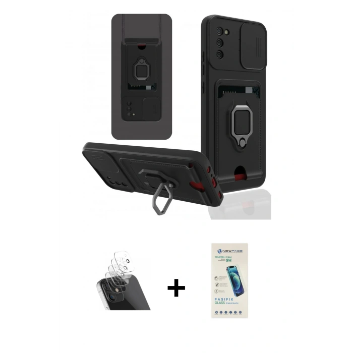 MARSİLYAN™- Galaxy A03S Kılıf Vadi Form Prime - Şeffaf Pasifik Cam Ekran Koruyucu + Kamera Lens Koruma Cam - SF