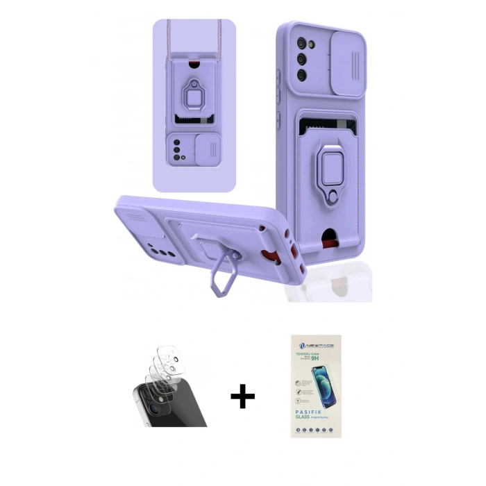 MARSİLYAN™- Galaxy A03S Kılıf Vadi Form Prime - Şeffaf Pasifik Cam Ekran Koruyucu + Kamera Lens Koruma Cam - SF