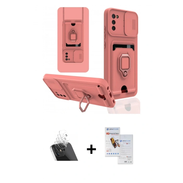 MARSİLYAN™- Galaxy A03S Kılıf Vadi Form Prime - Siyah Seramik Nano Ekran Koruyucu + Kamera Lens Koruma Cam - SF