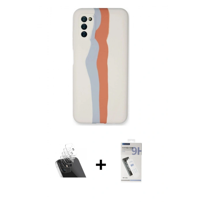 MARSİLYAN™- Galaxy A03S Kılıf Yadigar Çizgi - Şeffaf Uv Polymer Nano Ekran Koruyucu + Kamera Lens Koruma Cam - SF