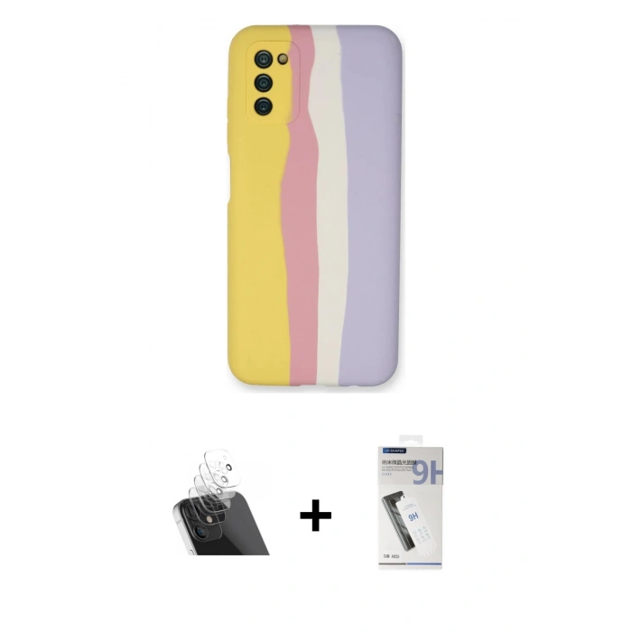 MARSİLYAN™- Galaxy A03S Kılıf Yadigar Çizgi - Şeffaf Uv Polymer Nano Ekran Koruyucu + Kamera Lens Koruma Cam - SF