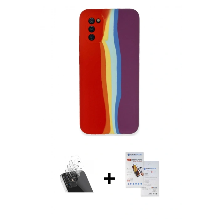 MARSİLYAN™- Galaxy A03S Kılıf Yadigar Çizgi - Siyah Seramik Nano Ekran Koruyucu + Kamera Lens Koruma Cam - SF