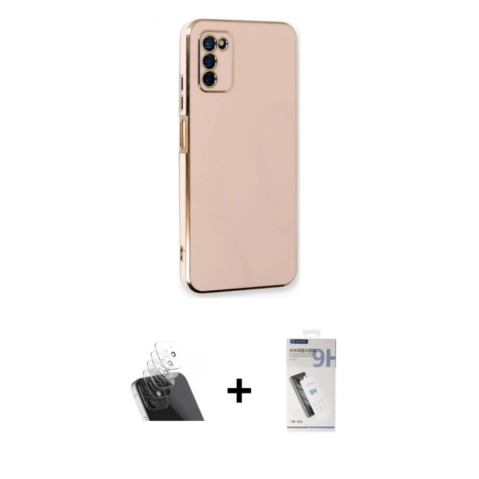 MARSİLYAN™- Galaxy A03S Kılıf Yankı Serisi - Şeffaf Uv Polymer Nano Ekran Koruyucu + Kamera Lens Koruma Cam - SF