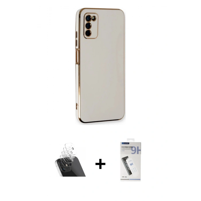 MARSİLYAN™- Galaxy A03S Kılıf Yankı Serisi - Şeffaf Uv Polymer Nano Ekran Koruyucu + Kamera Lens Koruma Cam - SF