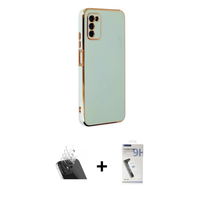 MARSİLYAN™- Galaxy A03S Kılıf Yankı Serisi - Şeffaf Uv Polymer Nano Ekran Koruyucu + Kamera Lens Koruma Cam - SF