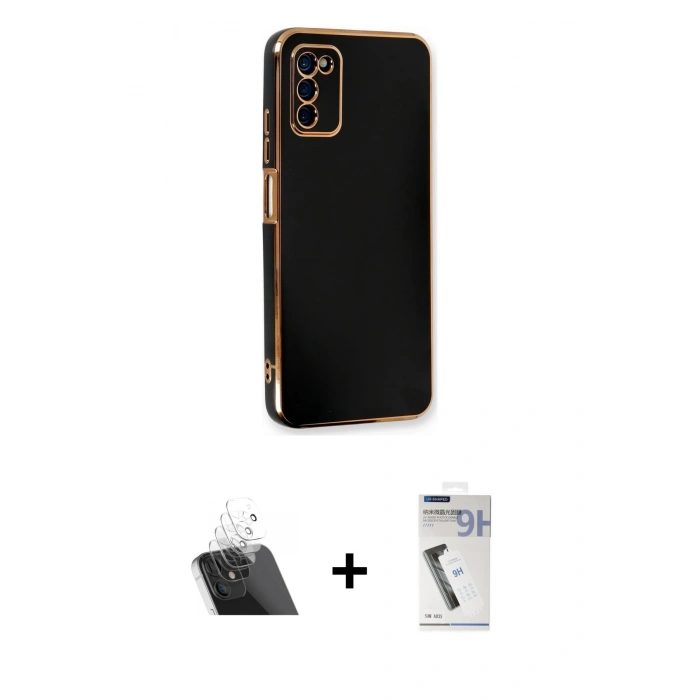MARSİLYAN™- Galaxy A03S Kılıf Yankı Serisi - Şeffaf Uv Polymer Nano Ekran Koruyucu + Kamera Lens Koruma Cam - SF