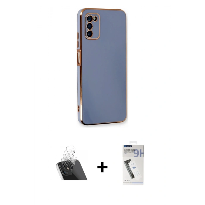 MARSİLYAN™- Galaxy A03S Kılıf Yankı Serisi - Şeffaf Uv Polymer Nano Ekran Koruyucu + Kamera Lens Koruma Cam - SF