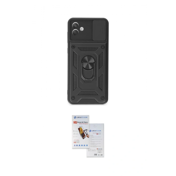 MARSİLYAN™- Galaxy A04E Kılıf Ahenk Klasik - Siyah Seramik Nano Ekran Koruyucu