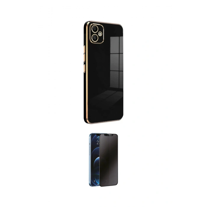 MARSİLYAN™- Galaxy A05 Kılıf Yankı Serisi - Siyah 3D Antistatik Hayalet Cam Ekran Koruyucu