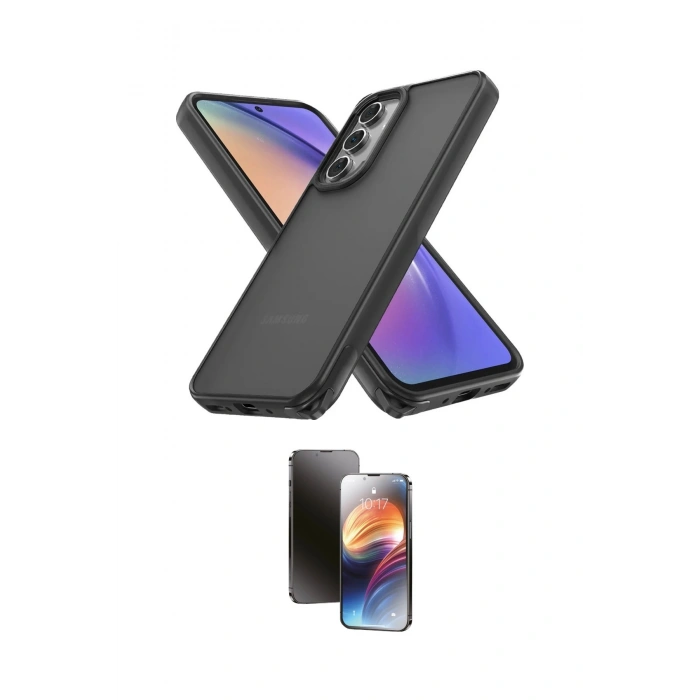 MARSİLYAN™- Galaxy A05S Kılıf Atlas Form - Siyah 3D Antistatik Mat Seramik Nano Ekran Koruyucu