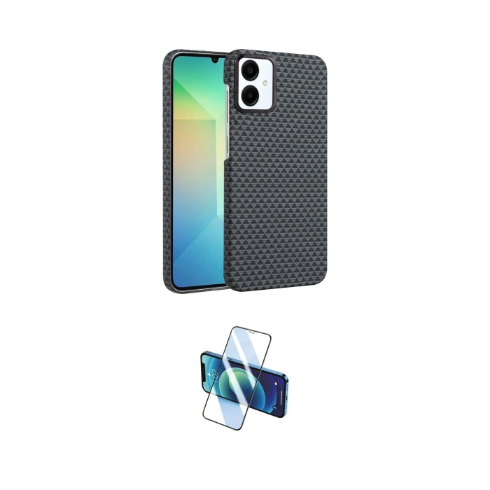 MARSİLYAN™- Galaxy A06 Kılıf Doruk Serisi - Siyah 3D Antistatik Seramik Nano Ekran Koruyucu