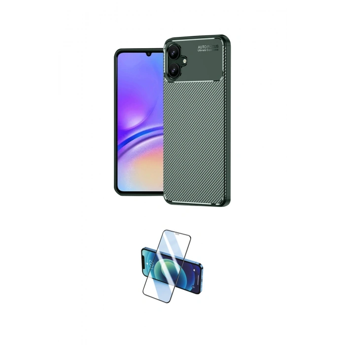 MARSİLYAN™- Galaxy A06 Kılıf Eksen Form Prime - Siyah 3D Antistatik Cam Ekran Koruyucu