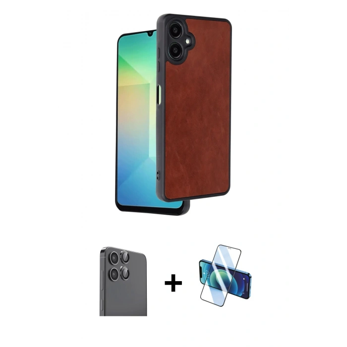 MARSİLYAN™- Galaxy A06 Kılıf Kıvılcım Işık Serisi - Siyah 3D Antistatik Seramik Nano Ekran Koruyucu + Raze Metal Kamera Lens - SH