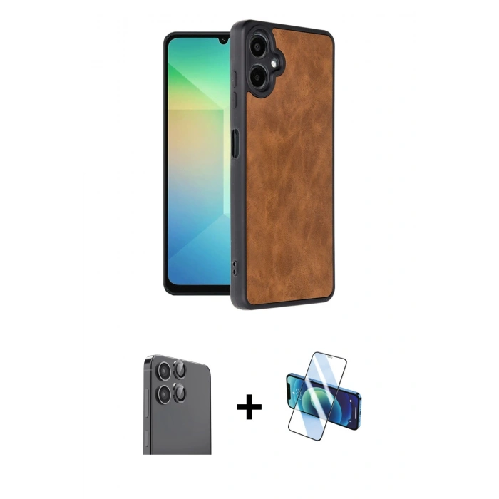 MARSİLYAN™- Galaxy A06 Kılıf Kıvılcım Işık Serisi - Siyah 3D Antistatik Seramik Nano Ekran Koruyucu + Raze Metal Kamera Lens - SH