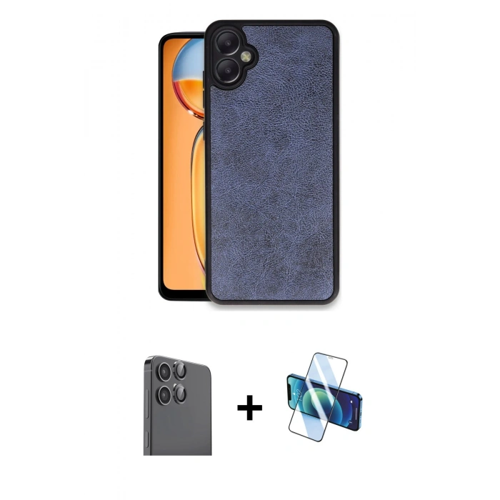 MARSİLYAN™- Galaxy A06 Kılıf Kıvılcım Işık Serisi - Siyah 3D Antistatik Seramik Nano Ekran Koruyucu + Raze Metal Kamera Lens - SH