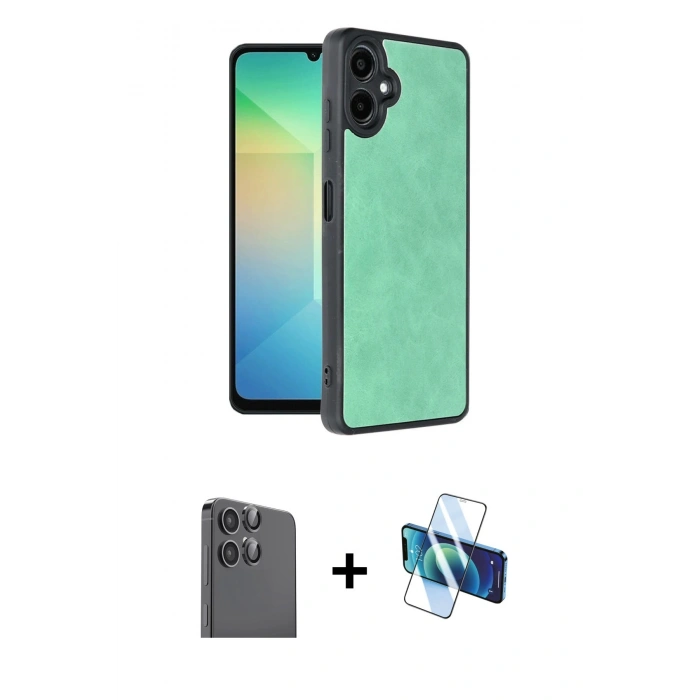 MARSİLYAN™- Galaxy A06 Kılıf Kıvılcım Işık Serisi - Siyah 3D Antistatik Seramik Nano Ekran Koruyucu + Raze Metal Kamera Lens - SH