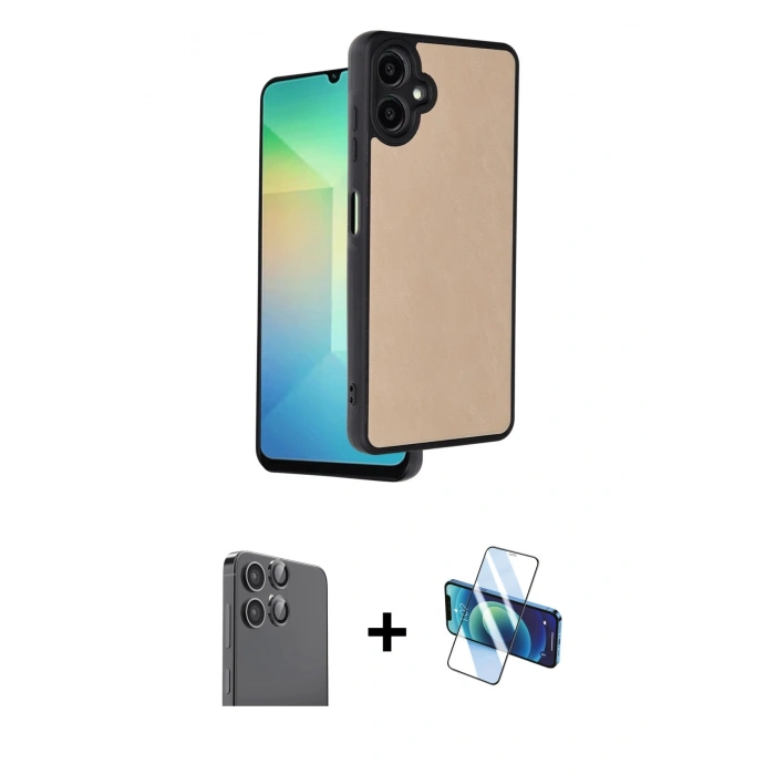 MARSİLYAN™- Galaxy A06 Kılıf Kıvılcım Işık Serisi - Siyah 3D Antistatik Seramik Nano Ekran Koruyucu + Raze Metal Kamera Lens - SH