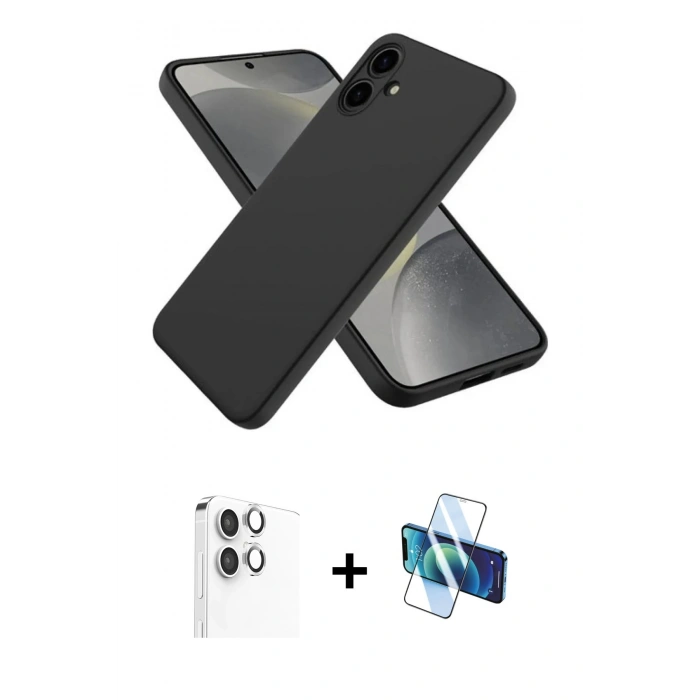 MARSİLYAN™- Galaxy A06 Kılıf Kozmos Yansıma Özel Seri - Siyah 3D Antistatik Cam Ekran Koruyucu + Raze Metal Kamera Lens - GS