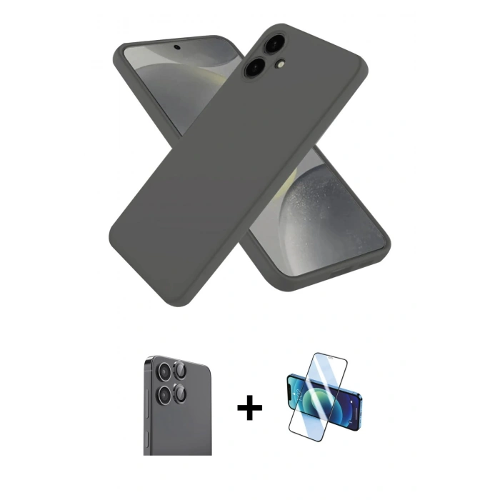 MARSİLYAN™- Galaxy A06 Kılıf Kozmos Yansıma Özel Seri - Siyah 3D Antistatik Seramik Nano Ekran Koruyucu + Raze Metal Kamera Lens - SH