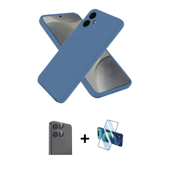 MARSİLYAN™- Galaxy A06 Kılıf Kozmos Yansıma Özel Seri - Siyah 3D Antistatik Seramik Nano Ekran Koruyucu + Raze Metal Kamera Lens - SH