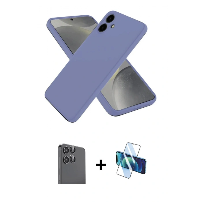 MARSİLYAN™- Galaxy A06 Kılıf Kozmos Yansıma Özel Seri - Siyah 3D Antistatik Seramik Nano Ekran Koruyucu + Raze Metal Kamera Lens - SH