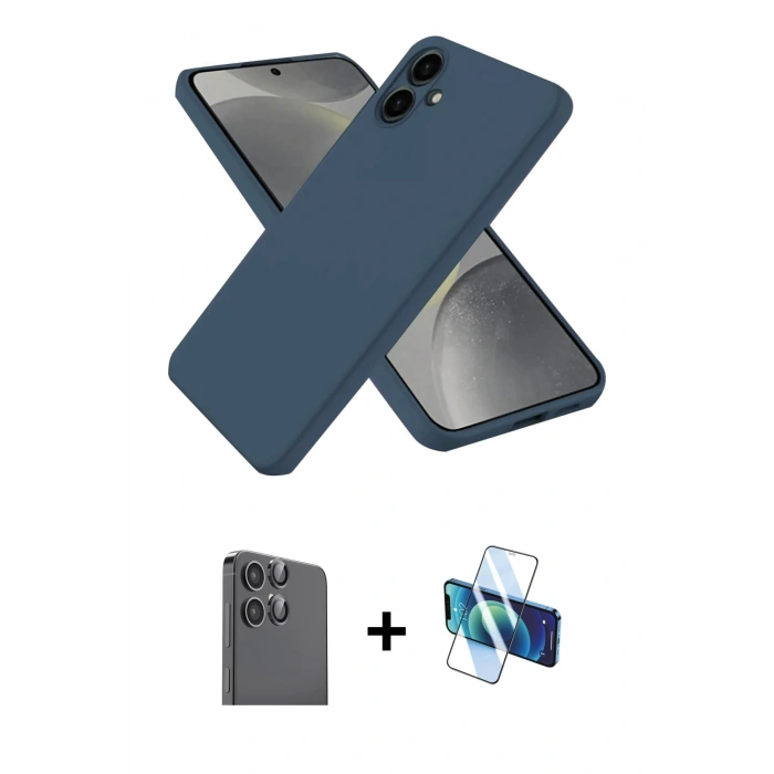 MARSİLYAN™- Galaxy A06 Kılıf Kozmos Yansıma Özel Seri - Siyah 3D Antistatik Seramik Nano Ekran Koruyucu + Raze Metal Kamera Lens - SH