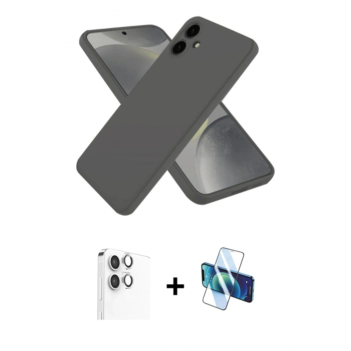 MARSİLYAN™- Galaxy A06 Kılıf Kozmos Yansıma Özel Seri - Siyah 3D Antistatik Seramik Nano Ekran Koruyucu + Raze Metal Kamera Lens - GS