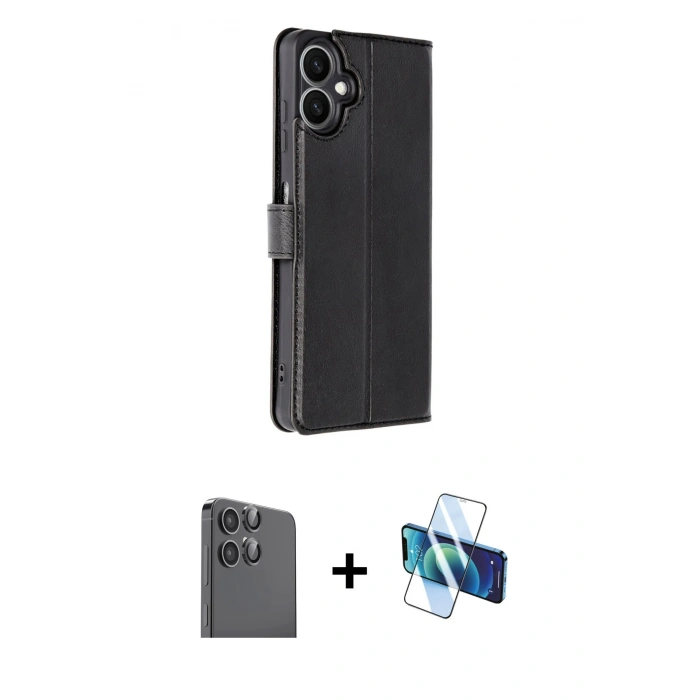 MARSİLYAN™- Galaxy A06 Kılıf Siluet Işık Serisi - Siyah 3D Antistatik Seramik Nano Ekran Koruyucu + Raze Metal Kamera Lens - SH