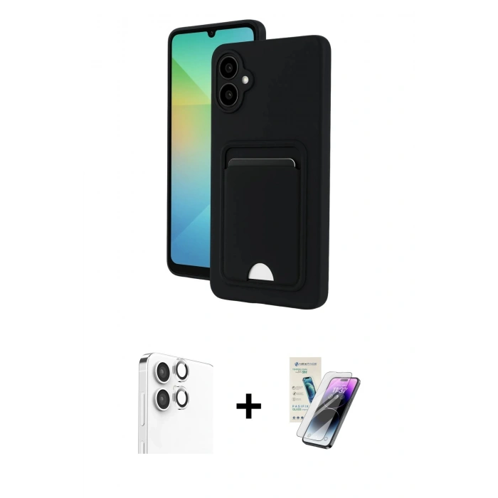 MARSİLYAN™- Galaxy A06 Kılıf Vadi Çizgi Prime - Şeffaf Pasifik Cam Ekran Koruyucu + Raze Metal Kamera Lens - GS