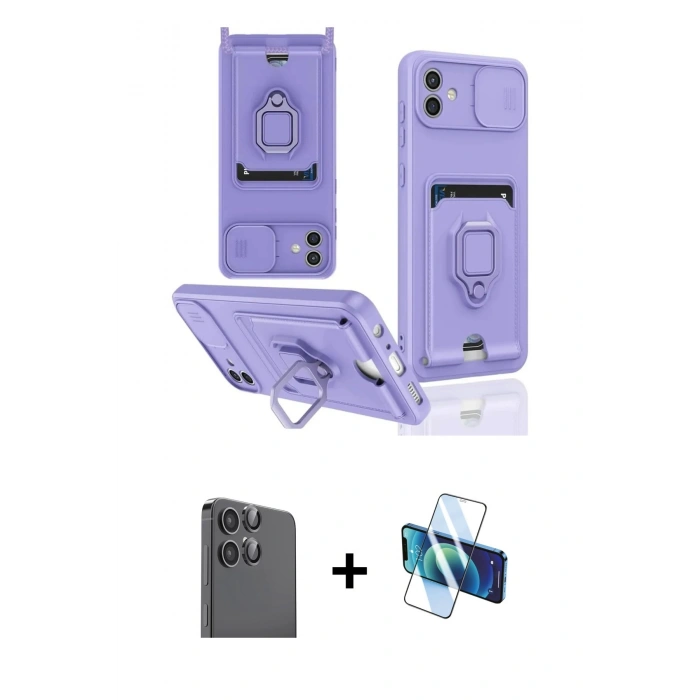 MARSİLYAN™- Galaxy A06 Kılıf Vadi Form Prime - Siyah 3D Antistatik Seramik Nano Ekran Koruyucu + Raze Metal Kamera Lens - SH