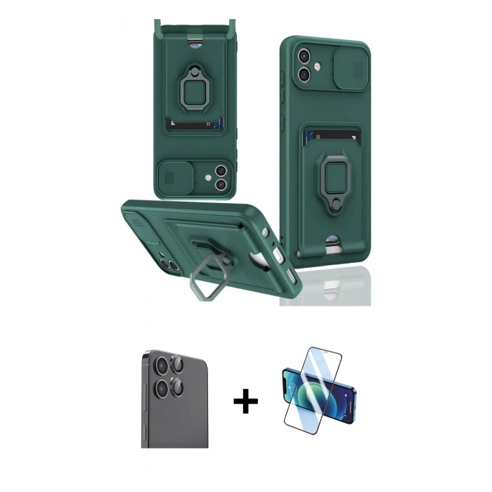 MARSİLYAN™- Galaxy A06 Kılıf Vadi Form Prime - Siyah 3D Antistatik Seramik Nano Ekran Koruyucu + Raze Metal Kamera Lens - SH