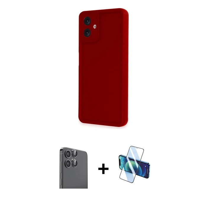 MARSİLYAN™- Galaxy A06 Kılıf Yankı Yansıma Özel Seri - Siyah 3D Antistatik Cam Ekran Koruyucu + Raze Metal Kamera Lens - SH