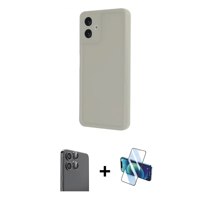 MARSİLYAN™- Galaxy A06 Kılıf Yankı Yansıma Özel Seri - Siyah 3D Antistatik Cam Ekran Koruyucu + Raze Metal Kamera Lens - SH