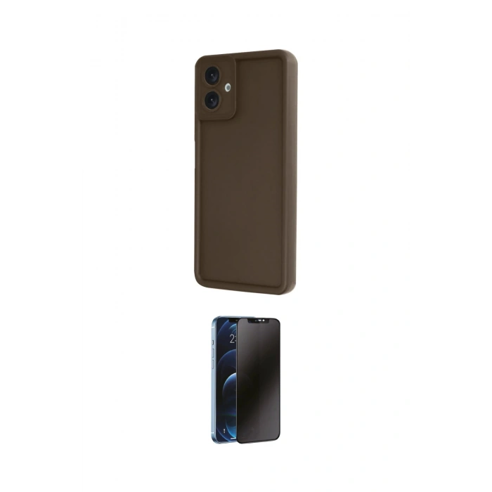 MARSİLYAN™- Galaxy A06 Kılıf Yankı Yansıma Özel Seri - Siyah 3D Antistatik Hayalet Cam Ekran Koruyucu