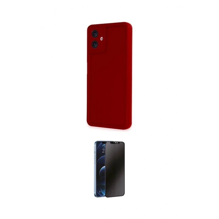 MARSİLYAN™- Galaxy A06 Kılıf Yankı Yansıma Özel Seri - Siyah 3D Antistatik Hayalet Cam Ekran Koruyucu