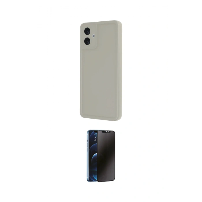 MARSİLYAN™- Galaxy A06 Kılıf Yankı Yansıma Özel Seri - Siyah 3D Antistatik Hayalet Cam Ekran Koruyucu