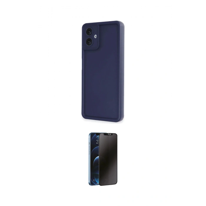 MARSİLYAN™- Galaxy A06 Kılıf Yankı Yansıma Özel Seri - Siyah 3D Antistatik Hayalet Cam Ekran Koruyucu