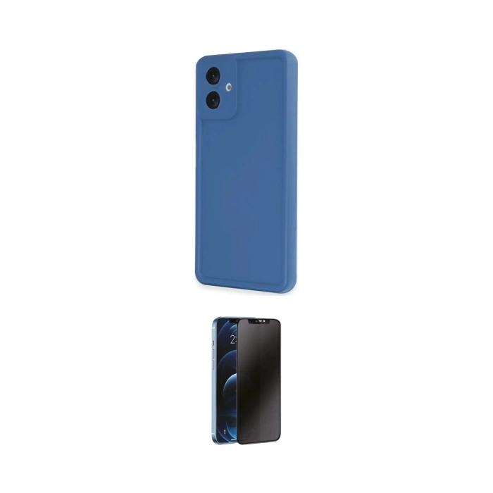 MARSİLYAN™- Galaxy A06 Kılıf Yankı Yansıma Özel Seri - Siyah 3D Antistatik Hayalet Cam Ekran Koruyucu