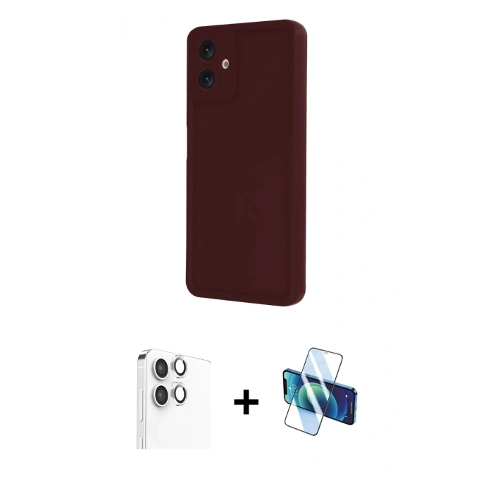 MARSİLYAN™- Galaxy A06 Kılıf Yankı Yansıma Özel Seri - Siyah 3D Antistatik Seramik Nano Ekran Koruyucu + Raze Metal Kamera Lens - GS