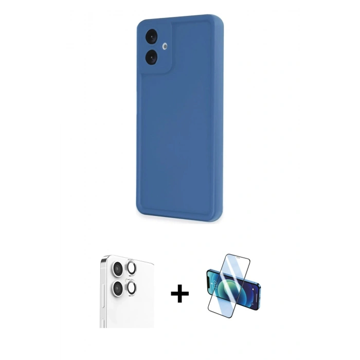 MARSİLYAN™- Galaxy A06 Kılıf Yankı Yansıma Özel Seri - Siyah 3D Antistatik Seramik Nano Ekran Koruyucu + Raze Metal Kamera Lens - GS