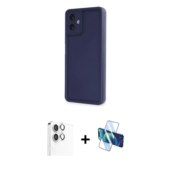 MARSİLYAN™- Galaxy A06 Kılıf Yankı Yansıma Özel Seri - Siyah 3D Antistatik Seramik Nano Ekran Koruyucu + Raze Metal Kamera Lens - GS