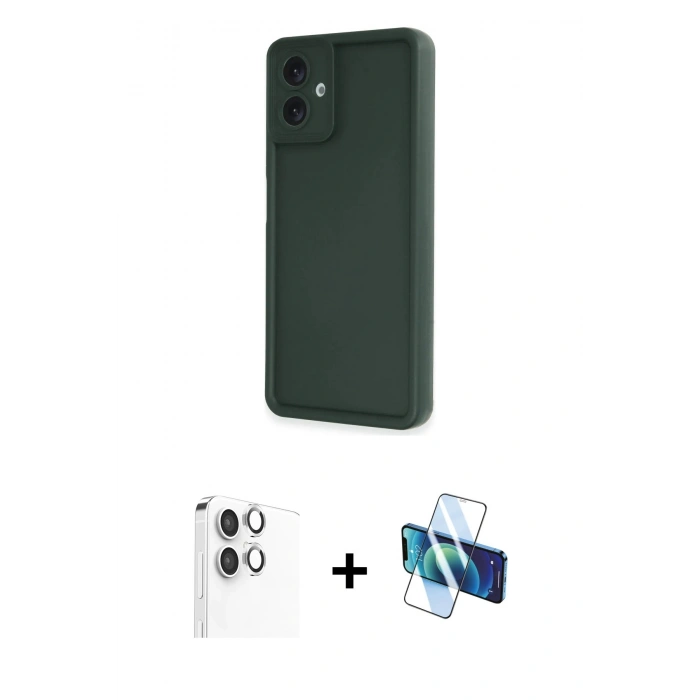 MARSİLYAN™- Galaxy A06 Kılıf Yankı Yansıma Özel Seri - Siyah 3D Antistatik Seramik Nano Ekran Koruyucu + Raze Metal Kamera Lens - GS