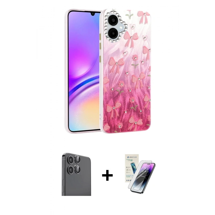 MARSİLYAN™- Galaxy A06 Kılıf Zirve Modern Prime - Şeffaf Pasifik Cam Ekran Koruyucu + Raze Metal Kamera Lens - SH
