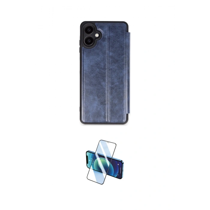 MARSİLYAN™- Galaxy A06 Kılıf Zirve Yansıma Serisi - Siyah 3D Antistatik Cam Ekran Koruyucu
